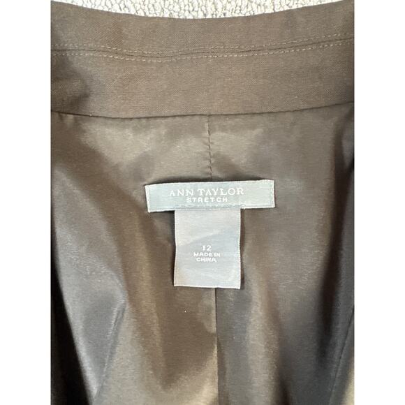 Ann Taylor Blazer Jacket Stretch Career Chocolate Brown Size 12 Flawed - Picture 3 of 7
